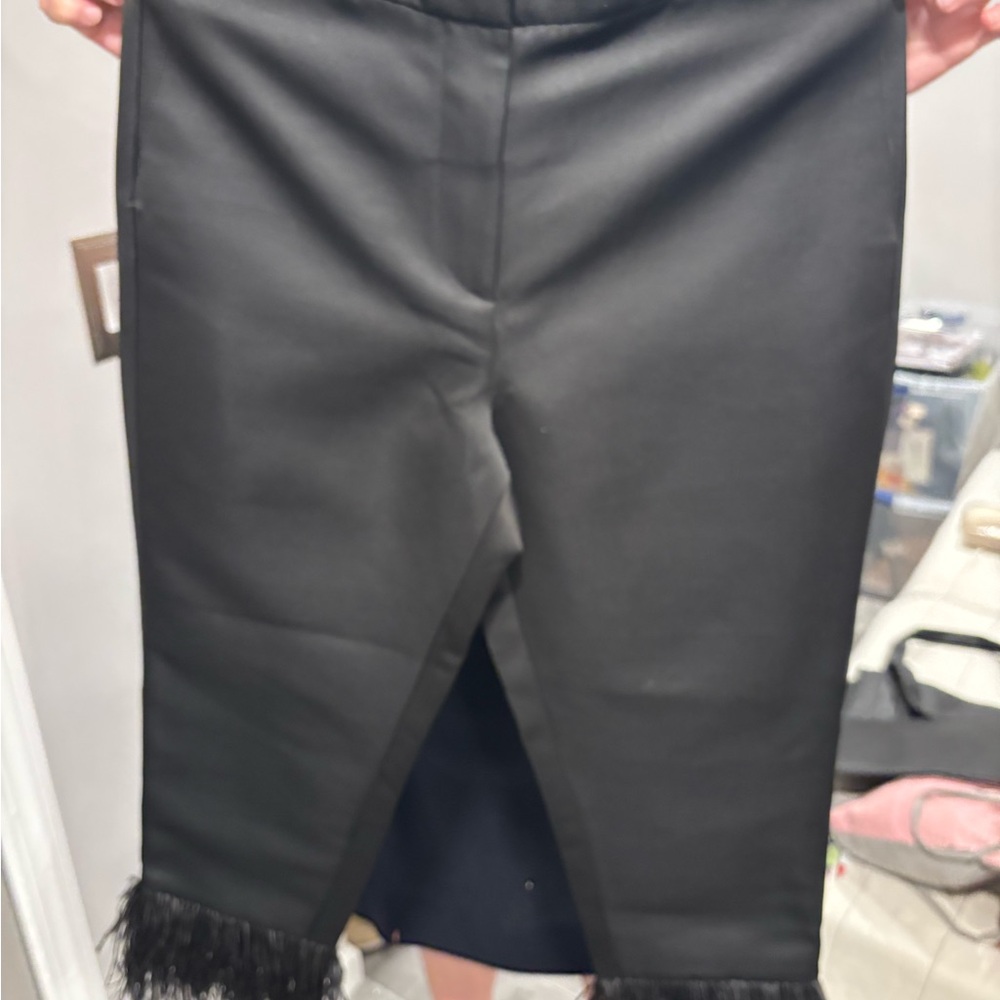 Kate Spade Black Fringe Hem Trousers